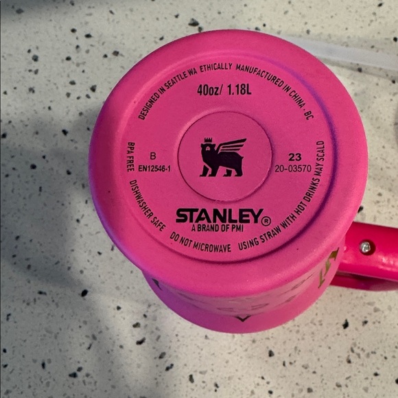 Stanley The Quencher Pink Tumbler with Blue and Gold Inspired Monogram 40 oz - Picture 7 of 10